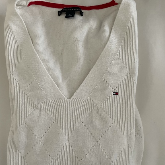 Tommy Hilfiger white v neck sweater - Picture 1 of 3
